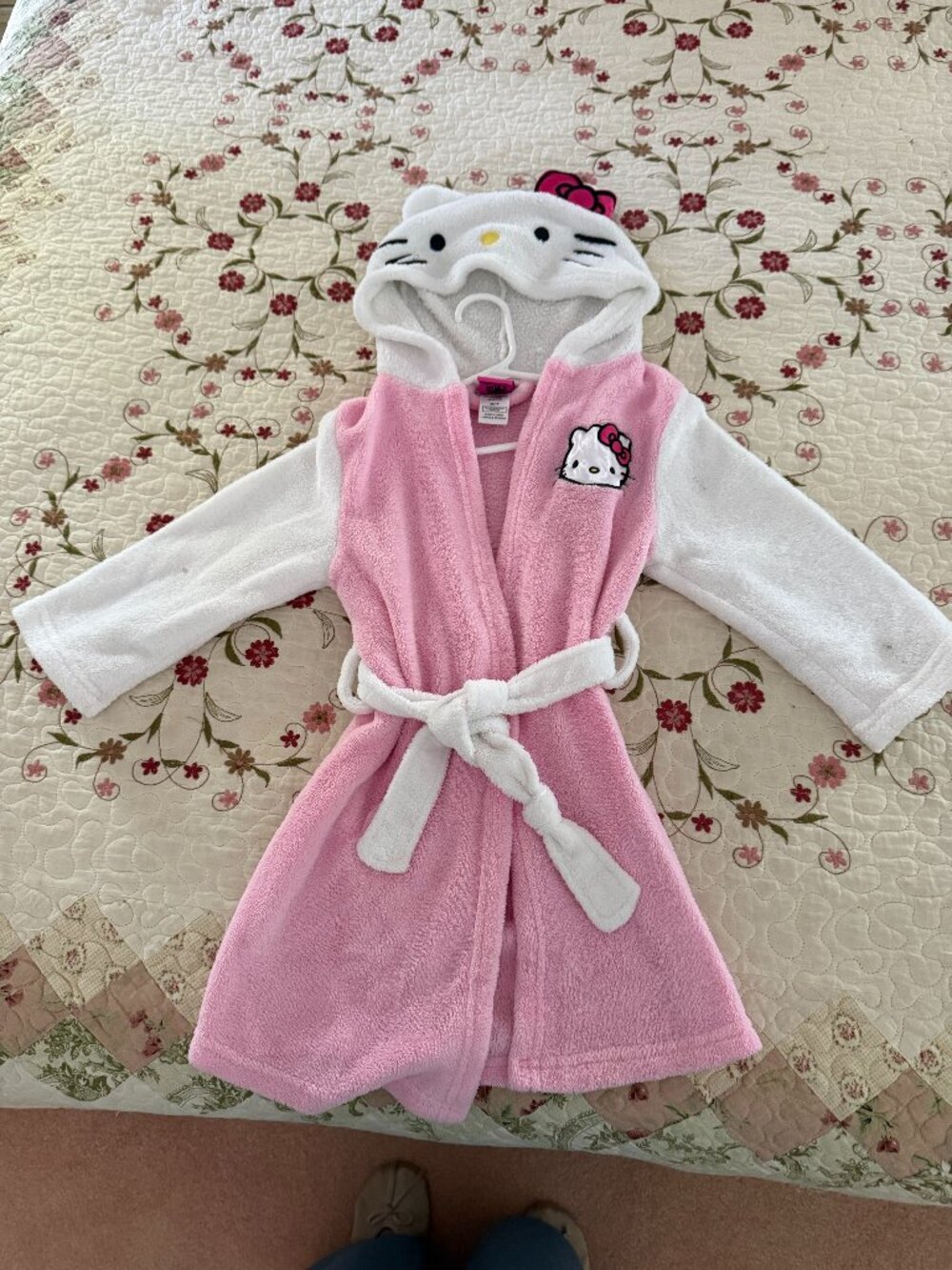Hello Kitty Pink/White Child's Robe XS
